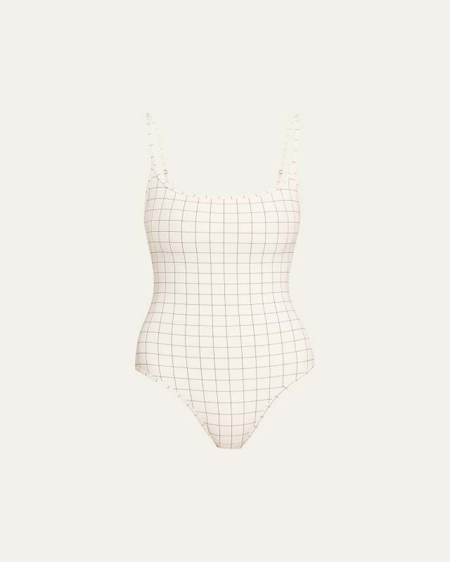 Windowpane One-Piece Swimsuit